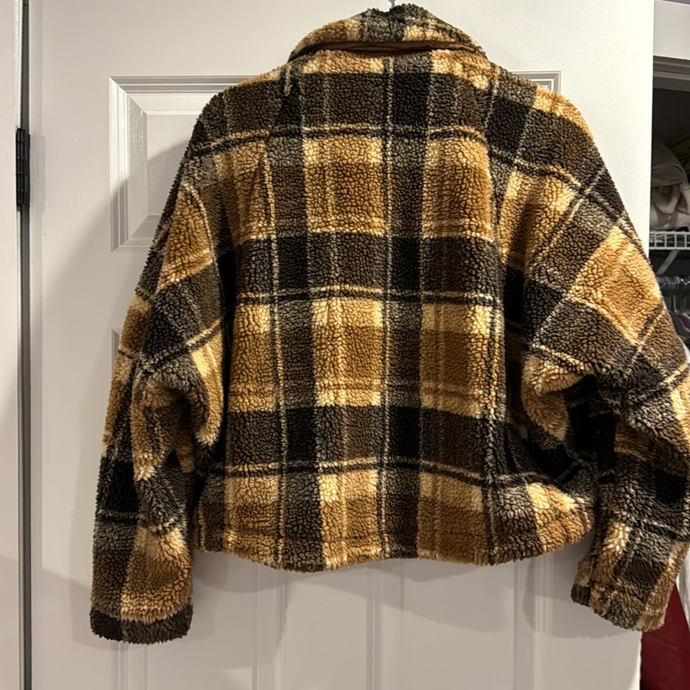 Fuzzy Plaid Pattern Jacket - image 2